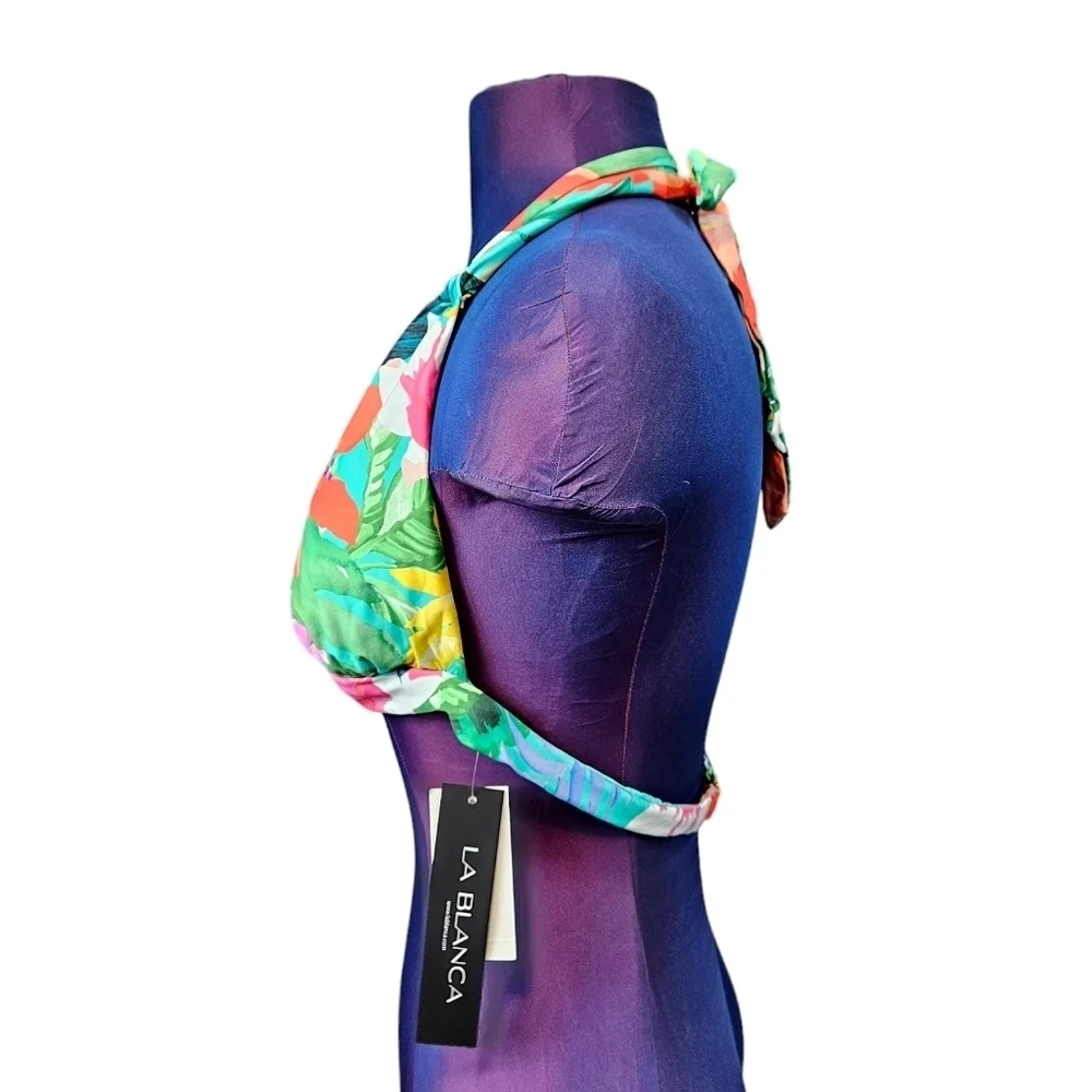 NWT La Blanca Tropea Tropical Halter Bikini Top Size 16 Women's Q20‎